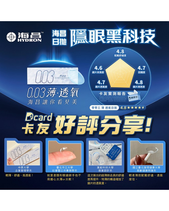 海昌〈003〉薄透氧日拋隱形眼鏡【30片裝】3盒送1盒共4盒